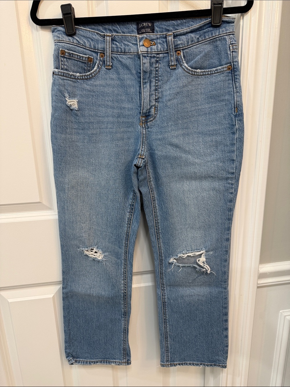 J. Crew Light Blue Distressed Cropped Jeans